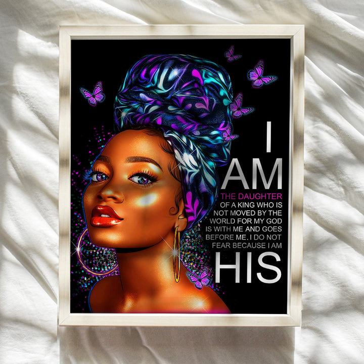 African American Wall Art - spiritual Scripture Motivational poster - Religious Wall Decor- Christian Gifts for Black women, Girl - Inspiration Women's empowerment God Wall Decor- Bible Verse Wall Art