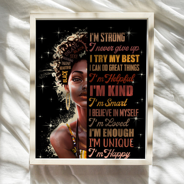 Black Art for African Americans - African American Wall Art Motivational poster - Afro Black Woman Gift - Black Girl Magic - Women's empowerment Saying - Inspiration Motivation Home Decor Poster