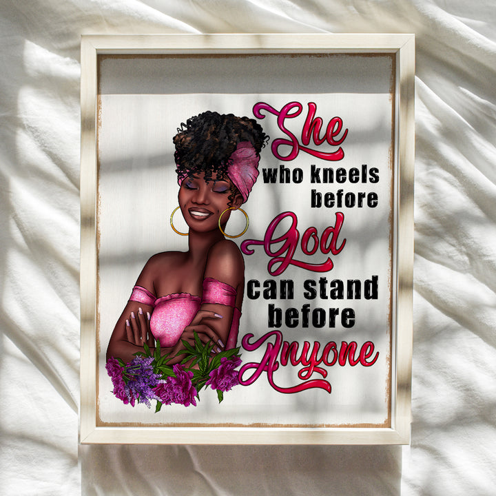 Black Girl Christian Wall Decor - Bible Verse Christian Gifts for African Americans - Religious Wall Art for Women - Jesus Poster for Black Women, Woman - spiritual Gifts, Scripture, Psalms, Prayer