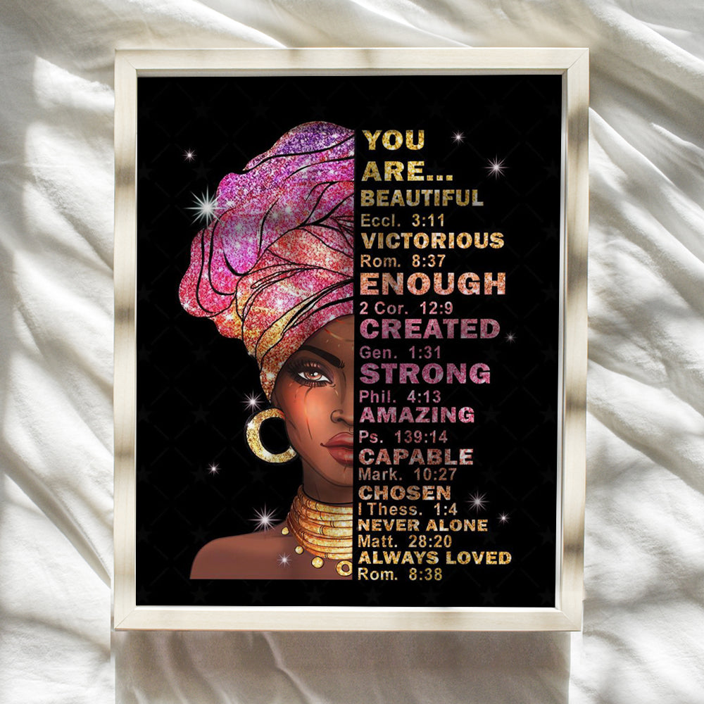 African American Women - African American Wall Art for Teen Girls - Christian Wall Decor - Black Wall Art - Religious Gifts - Bible Verses Wall Decor - Scripture Wall Art - Inspirational Affirmations