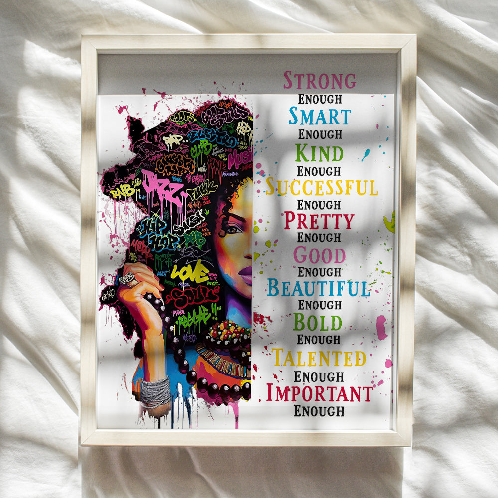 Black Art - Positive Affirmations - African American Women, Girls, Woman, Uplifting Inspiring Quotes - Encouragement Gifts - Afro American Wall Art - Motivational Poster 8x10- Inspirational Wall Decor