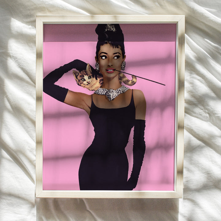 Black Woman Wall Decor - African American Wall Art - Gifts for African American Women, Girls - Audrey Hepburn Poster - Glam High Fashion Design Room Decorations - Classic Movies - Boho Decor - 8x10