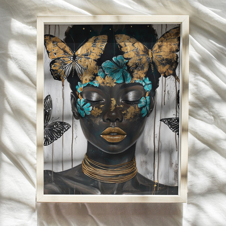 Black Girl African American Wall Art - Black and Gold Wall Decor - Black pride Poster - Black Girl Magic - African American Wall Decor - Black women Woman - Chic Home Decor, Glam Living room Decor