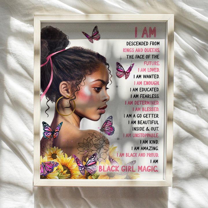 African American Women Wall Art - Pink Inspirational Quotes Wall Art & Decor - Black Girl Magic Motivational poster - Positive Affirmations - Teens Girls Bedroom - Black Wall Art - Positive Quotes