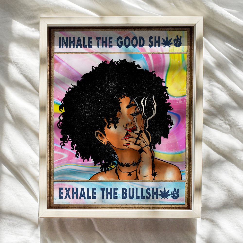 Cannabis DOPE Poster 8x10 - Black Art - Inhale Exhale Wall Art - Stoner Room Decor - African Americans Afro Woman, Girl - Pothead Gift - Smoking Marijuana Home Decor - Weed Pot Ganja Home accessories