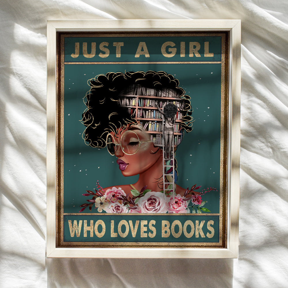 African American Wall Art - Positive Black Wall Art - Black Woman Poster - African American Girl, African American Women, Black Women - Motivational Wall Decor - Never Underestimate a Girl With a Book