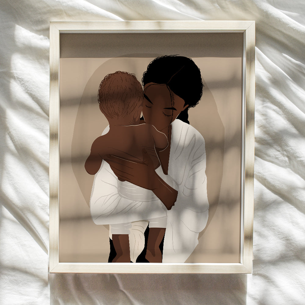 Baby Room Decor - Pregnancy Gifts- Mothers Day Gifts - Baby Shower Gifts for Black Woman, African American Women, Black Women, African American Woman - Baby Wall Art - Nursery Decor - Mom Wall Decor