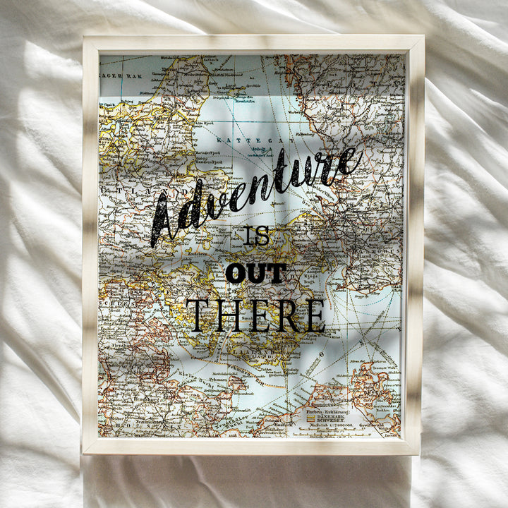 Adventure Is Out There - Motivational Wall Art Print - Inspirational Wall Art Poster - Chic Home Decor for Bedroom, Kitchen, Bathroom, Family, Kids, Teen Room, Office - Travel Gifts, 8x10