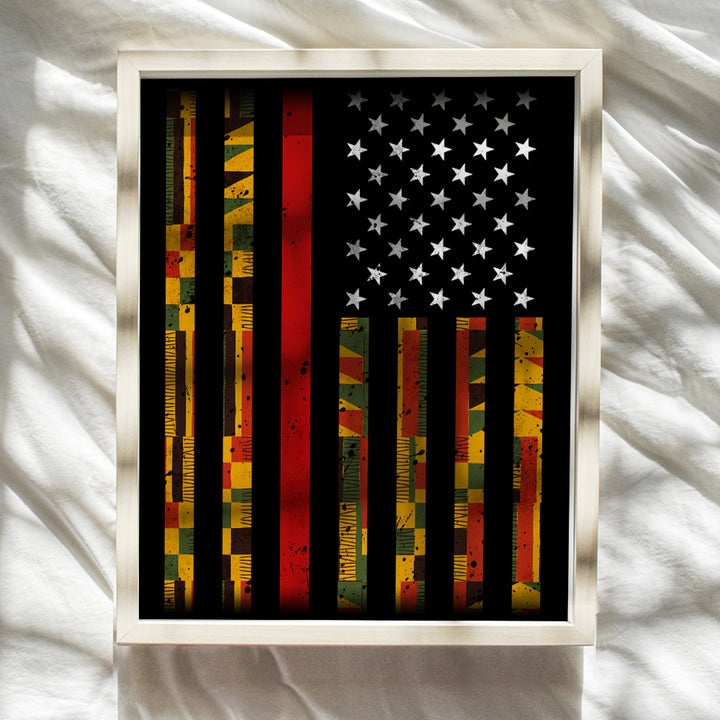 African American Pride Kente Flag - 8x10 Photo Poster - Patriotic Gift for Teacher, Civil Rights, Black Lives Matter Fans - Unique Classroom Wall Art - Unframed Picture Print