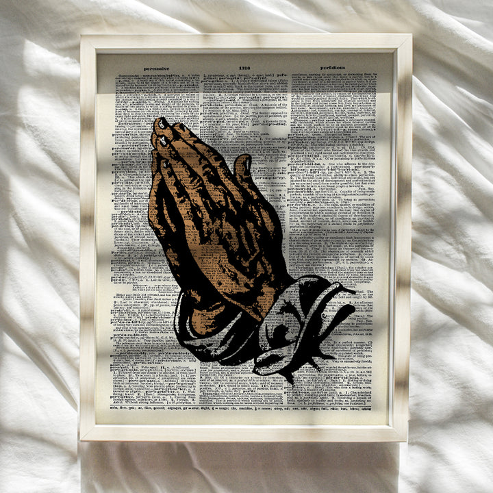 African American, Black Hands in Prayer, Christian Dictionary Art - 8x10 Photo, Religious Wall Decor - Unframed Poster Picture Print