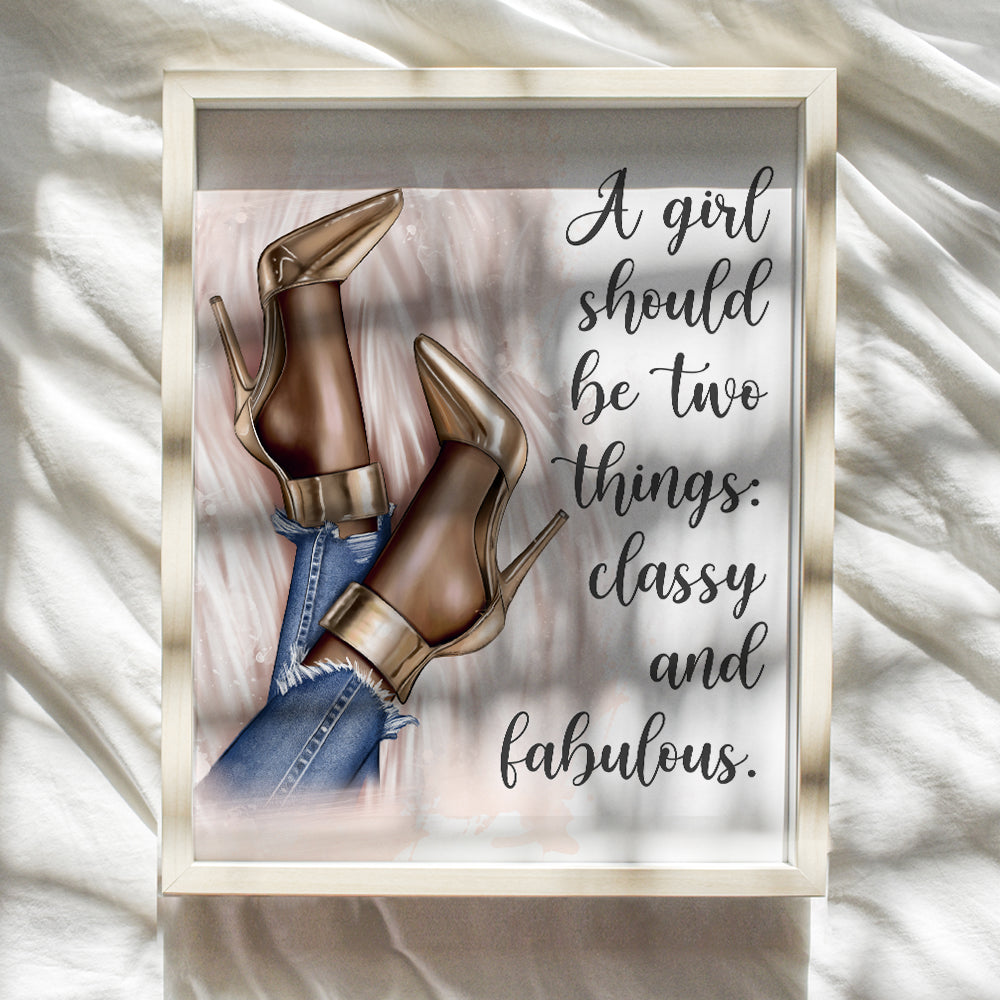 African American Inspirational Quote for Black women - Glam Fashion Design Wall Art Decor - Luxury Gift for Designer Shoes Fan, Couture Fashionista - Home decoration for Bathroom, Girls Teens Bedroom