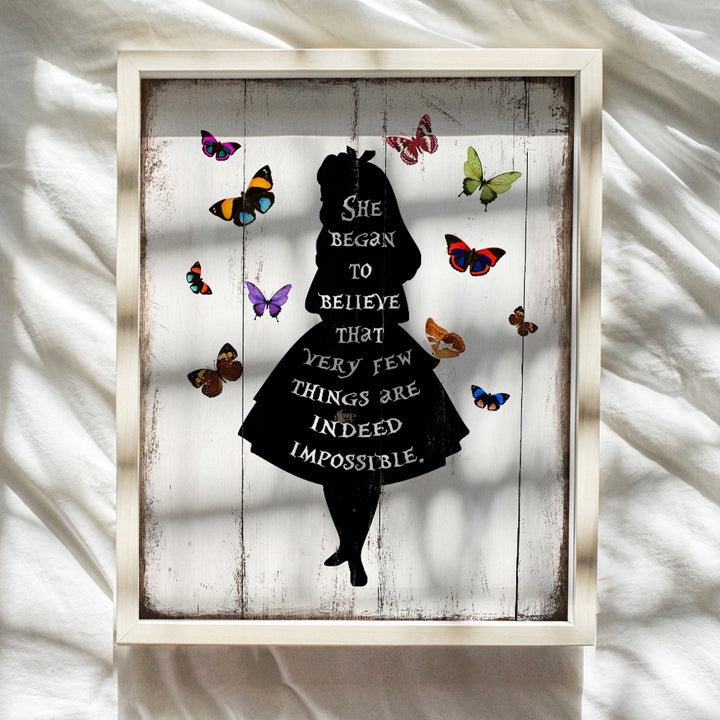 Rustic Home Decor, Alice Wonderland - 8x10 Photo - Shabby Chic Butterfly Wall Decor for Bedroom, Kids, Baby or Girls Room, Nursery Decor - Vintage Farmhouse Wall Art, Motivational Gift for Women