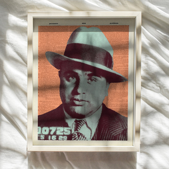 Al Capone Mugshot Pop Art Dictionary Wall Decor Print - 8x10 Contemporary Modern Gangsta Poster for Home, Apartment, Dorm, Teen Room, Bedroom - Gift for Mafia, Mob, Gangster, Mobster Fans