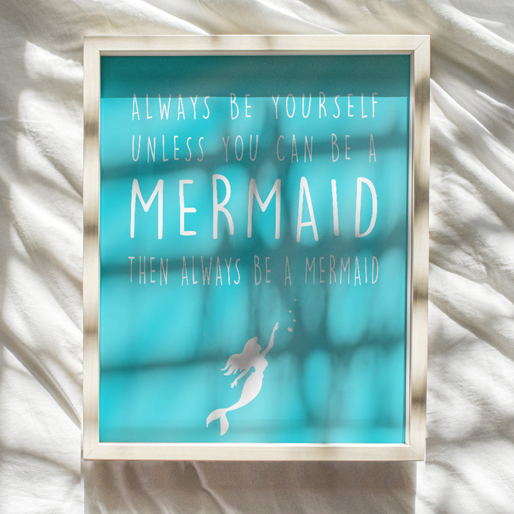 Mermaid Wall Decor - Mermaid Decor - Wall Art for Bedroom, Living Room Girls Room - Mermaid Party Decoration or Gift - Nautical, Ocean, Sea, Beach House Decor - 8x10 UNFRAMED Poster Print