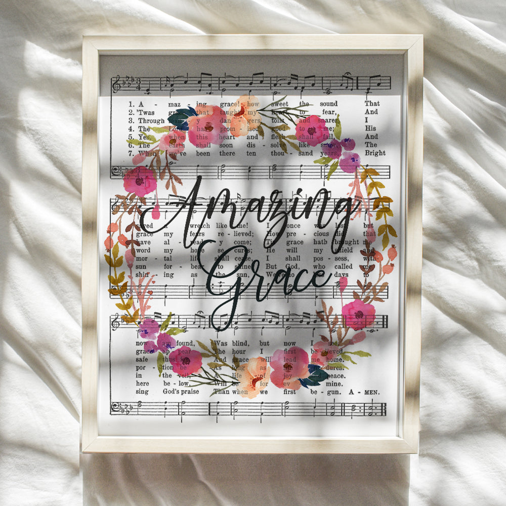 Amazing Grace Sheet Music - Amazing Grace Quote - Music Wall Decor - Music Wall Art - Inspirational Wall Art - Religious Gifts - How Sweet The Sound - Christian Wall Decor