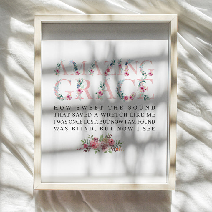 Amazing Grace Wall Art & Decor - Positive Quotes Wall Decor - Encouraging Gifts for Women - Faith Wall Art - Christian Motivational poster - God Wall Decor - Inspiration Wall Sayings - Religious Gifts