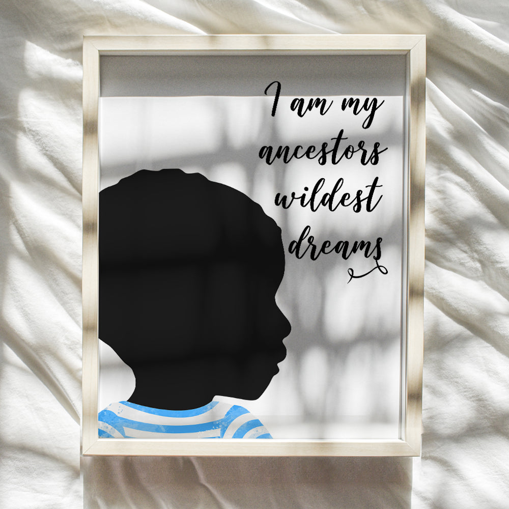 African American Little Boys Room Decor - 8x10 Black Wall Art Poster - Inspirational Boys Bedroom Decor - Son Gift - Motivational Afro American Home Decoration for Nursery, Toddler Boys, Kids Room