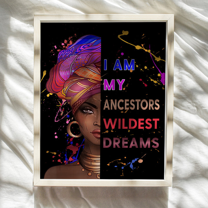 Motivational Black Art Wall Decor - African American Art - Inspirational Quotes Wall Art for Black Woman Women Girls Bedroom Teens Room Living Room Office - Afro American Gifts - Afrocentric Poster