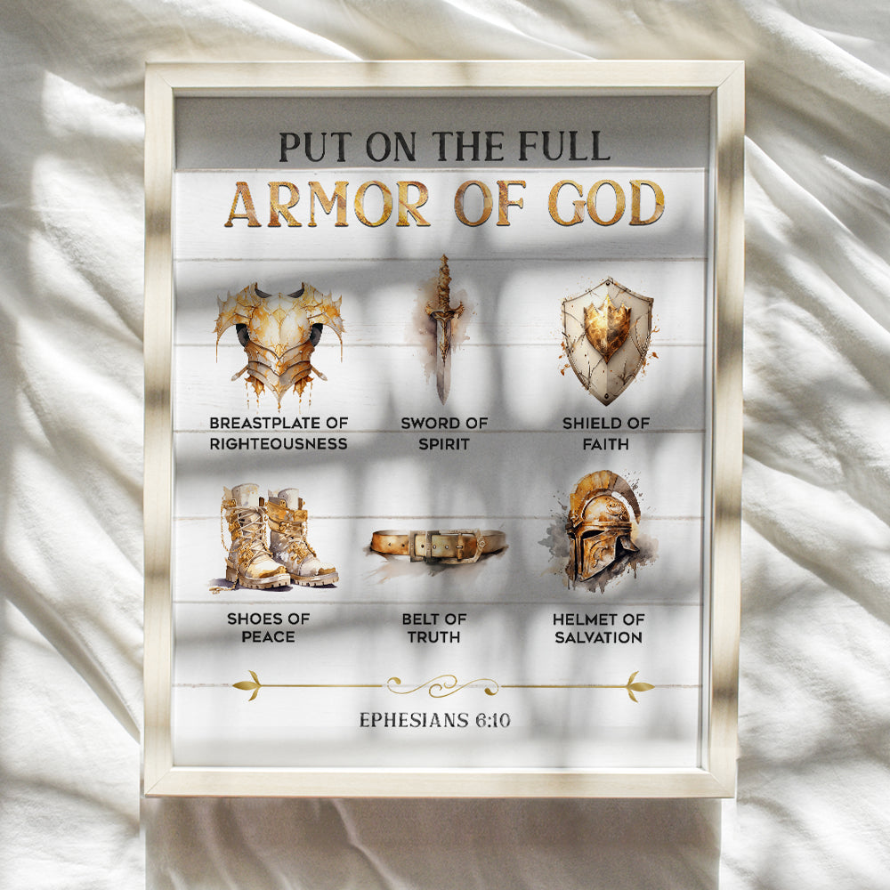 Armor of God Wall Art & Decor - Rustic Bible verse Home Decor - Scripture Room Decor Sign - Inspirational quote - Christian Wall Decor - Religious Wall Art Living room Decor - Faith Art - 8x10 Poster