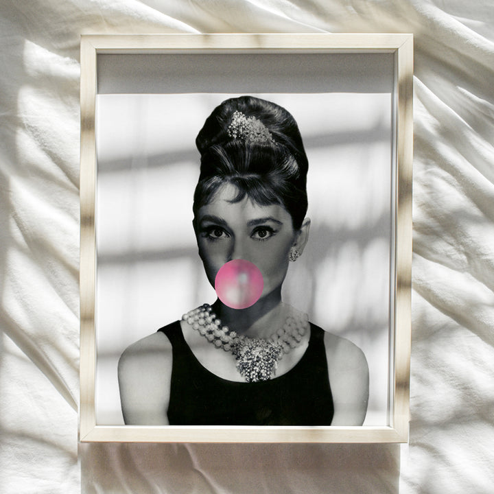 Audrey Hepburn Art Print - Funny Pop Art Wall Art Poster - Chic Modern Home Decor for Bedroom, Kitchen, Living Room - Great Gift for Women, Girls, Classic Hollywood Movie Fans - 8x10 Photo - Unframed