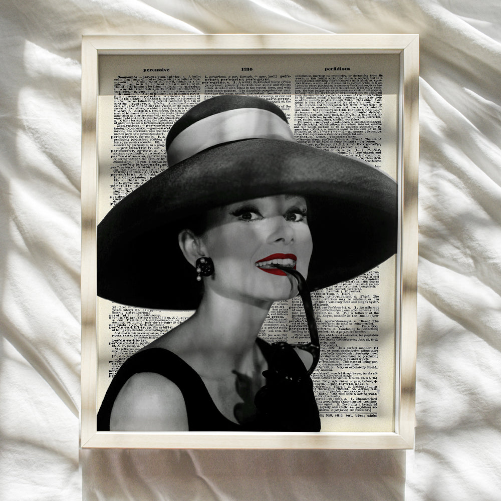 Audrey Hepburn Dictionary Wall Art - 8x10 Glam Photo Picture - Chic Unique Gift for Vintage Hollywood Movie Fans - Unframed Poster Print Home Decor, Room Decoration