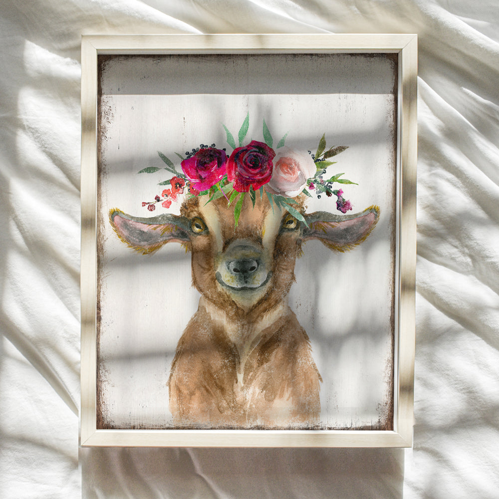 Farmhouse Wall Art Nursery Decor - Boho Wall Decor for Kids - Farm Animal Pictures for Kids Room Decor - Barn Wall Decor for Playroom - Baby Wall Art for Boy Girl - Baby Goat Decor Country Decorations