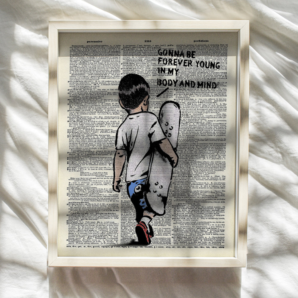 Banksy Skateboard Motivational Upcycled Dictionary Wall Art - Inspirational Graffiti, Urban Street Art Poster Print - Home Decor for Nursery, Kids or Boys Room - Great Gift - 8x10 Photo