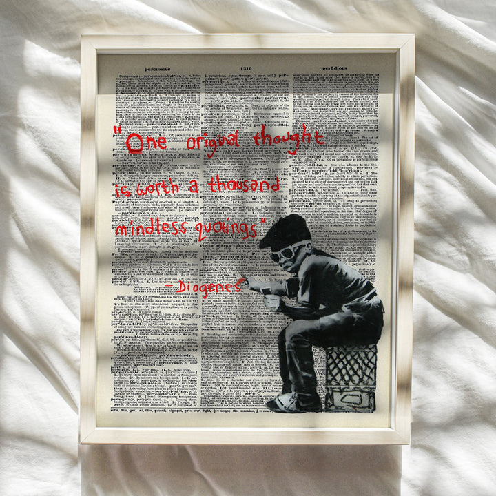 Banksy Motivational Inspirational Dictionary Art Print, Upcycled Graffiti Wall Art Poster - Chic Home Decor for Bedroom, Teens Room, Office, Family Room, Classroom, Dorm - Gift for Graduation, 8x10