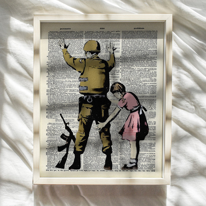 Banksy Soldier Graffiti Dictionary 8x10 Wall Decor Picture - Modern Art Decoration Poster for Home, Apartment, Office, Dorm, Living Room, Bedroom, Bathroom - Gift Contemporary Urban Street Mural Fan