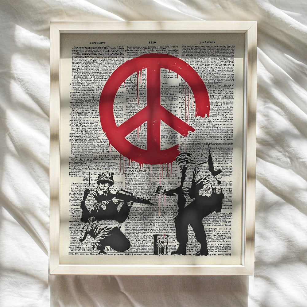 Banksy Graffiti Dictionary Art Print - Funny Vintage Upcycled Wall Art Poster- Modern Chic Home Decor for Living Room, Office, Man Cave - Gift for Street Mural Fans, Military Soldiers - 8x10 Photo