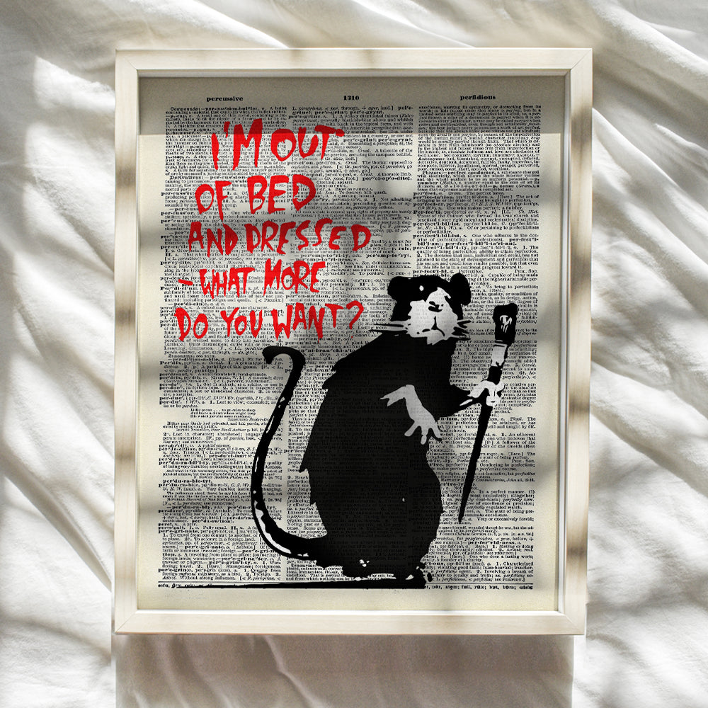 Banksy Graffiti Rat Wall Decor, Street Art - Funny Urban Style Decoration Picture for Home, Apartment, Living Room, Bedroom, Bathroom, Bath - Great Gift - 8x10 Poster Print