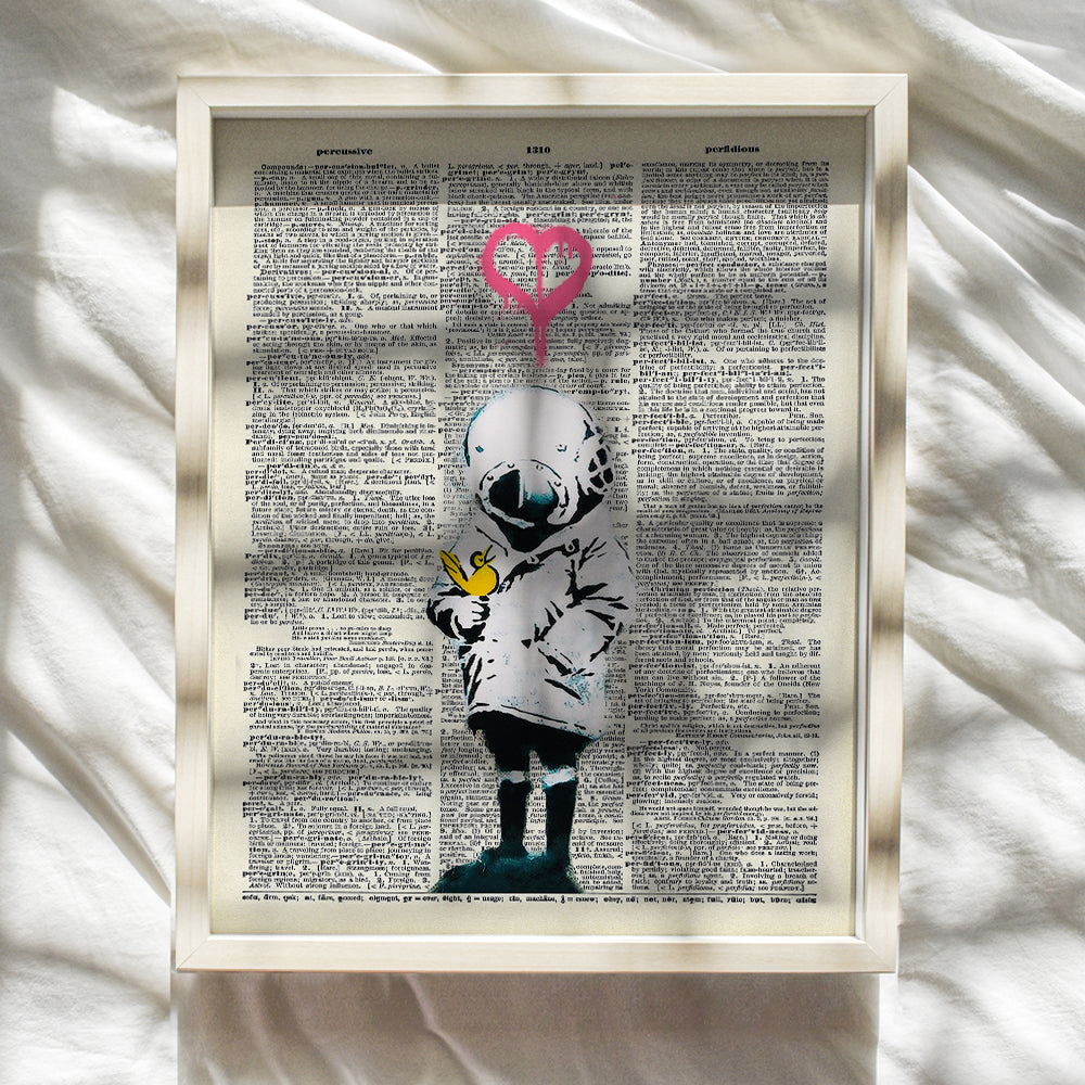 Original Banksy Scuba Girl Dictionary Street Art - 8x10 Photo - Wall or Home Decor for Girls or Teens Bedroom, Dorm, Living Room - Great Gift for Urban Graffiti Mural Fans - Unframed Poster Print