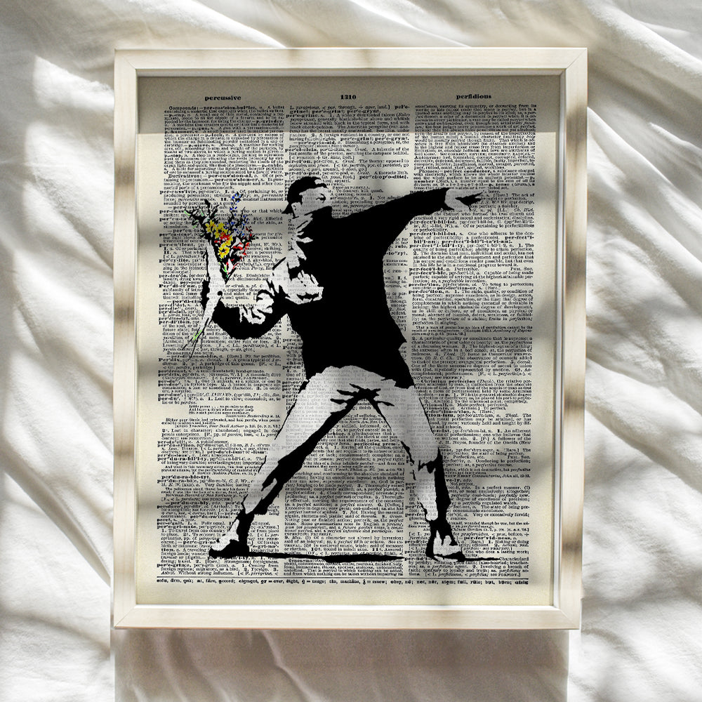 Banksy Graffiti Dictionary Wall Decor Picture - Upcycled Urban Room Decoration Poster for Bedroom, Home, Apartment - Gift for Modern Street Art Mural Fans, Men Women - 8x10 Photo Print