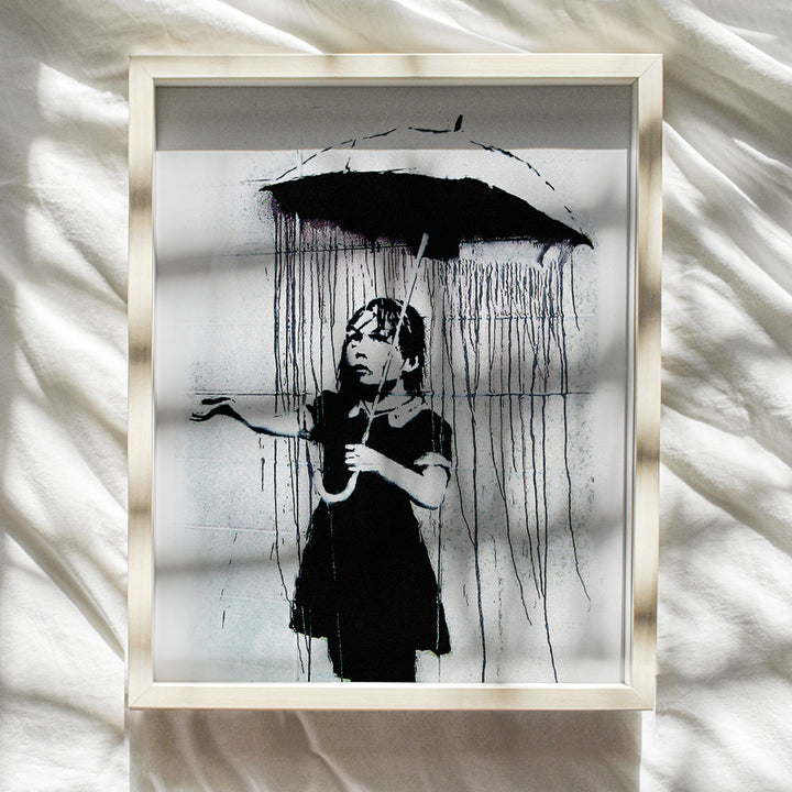 Banksy Umbrella Girl Graffiti 8x10 Wall Decor Picture - Modern Art Decoration Poster for Home, Apartment, Office, Dorm, Living Room, Bedroom, Bathroom - Gift for Contemporary Urban Street Mural Fans