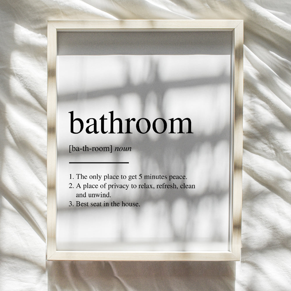 Original Bathroom Definition Typography Wall Art Poster Print - Unique Funny Home Decor for Bath - Makes a Great Inexpensive Gag or Housewarming Gift - 8x10 Photo UNFRAMED