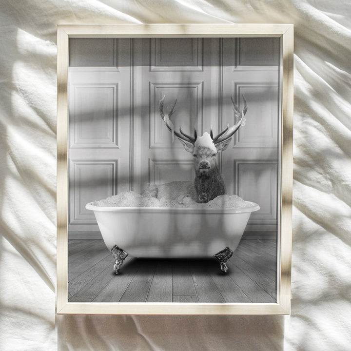 Bathroom Wall Decor - Bathroom Wall Art - Deer Wall Decor - Hunting Wall Decor - Elk Wall Decor - Funny Bathroom Decor for Women Men Kids - Bath Accessories - Powder room Decor - Cute Bathroom Decor