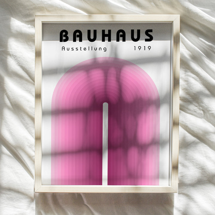 Bauhaus Art Geometric Wall Decor - Minimalism Style Gallery Wall Art - Mid-century modern Abstract Wall Art - Pink Mid Century Modern Vintage Retro Wall Decor - Minimalist Aesthetic Bauhaus Wall Art