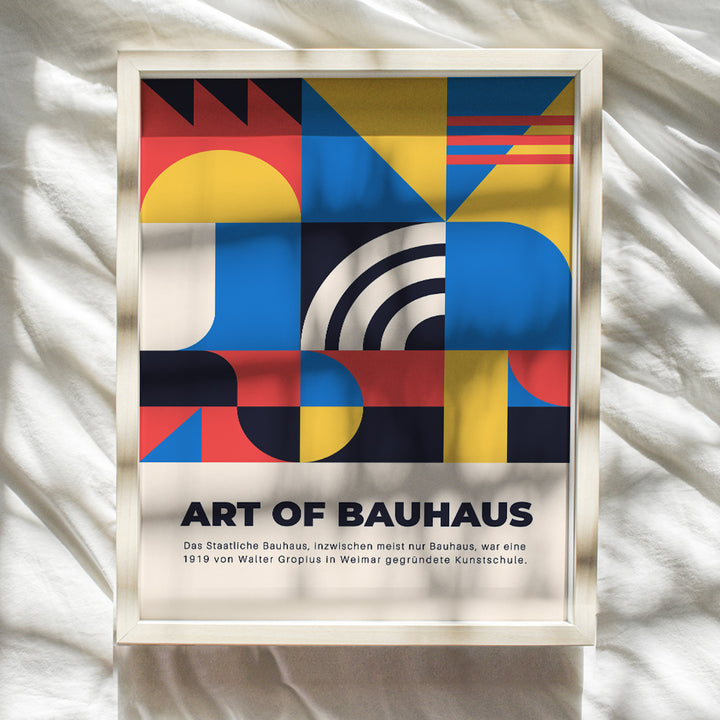 Bauhaus Poster Geometric Wall Decor - Vintage Retro Modern art, Contemporary art - Red Yellow Blue Black Mid-century modern Wall Art - Minimalist Room Decor - Gallery Wall Art Home Decor Aesthetics