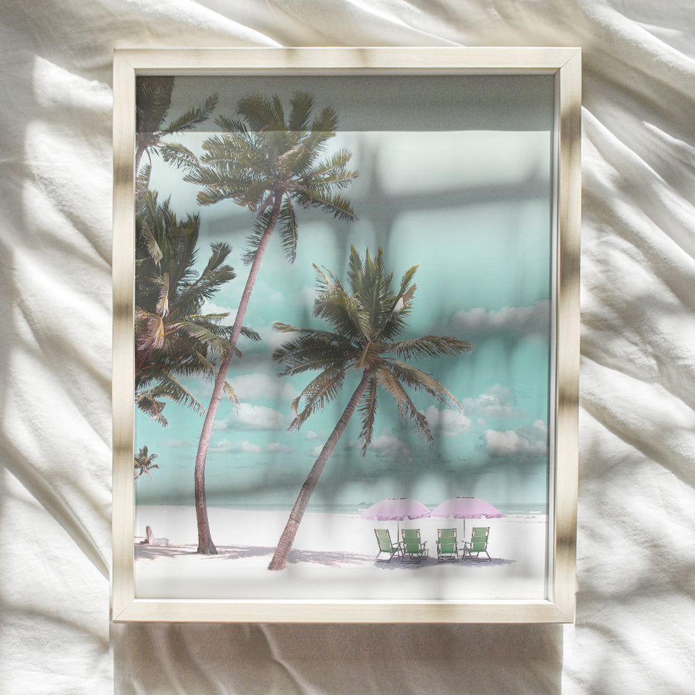 Tropical Palm Trees, Ocean Wall Art - Nautical Decoration for Bedroom, Living Room, Beach Themed Bathroom Decor - Gift for Sea Lovers, Women - 8x10 UNFRAMED Shabby Chic Boho Bohemian Photo