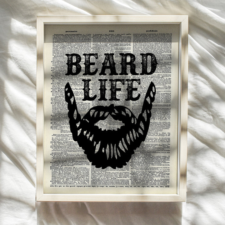 Beard Life Typography Bathroom Wall Art 8x10 Poster Print - Unique Home Decor, Decoration for Bath, Barber Shop, Salon, Man Cave - Gift for Men, Husband, Him, Barbers, Hair Stylists - Unframed Picture