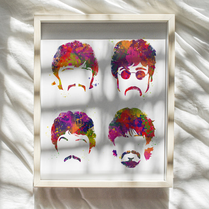 Beatles Poster Print, 8x10 Wall Art - Home, Room or Office Decor - Great Gift for John Lennon, Paul McCartney, Ringo Starr, George Harrison, Fab 4, 60s Music Fans, Men, Women - Unframed