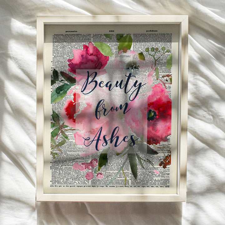 Beauty From Ashes Bible Verse - Inspirational Quotes - Scripture Wall Art - Uplifting Encouragement Gifts for Women - Boho Christian Wall Art - Religious Gifts for Women - Motivational Wall Decor