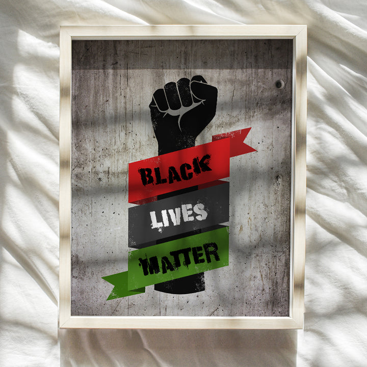 Black Lives Matter Sign Wall Art Poster - African American Civil Rights Urban Graffiti Decor in Afro American Flag Style - Black Pride Motivational Gift for Men, Women, Teens, Protest Movement Fans