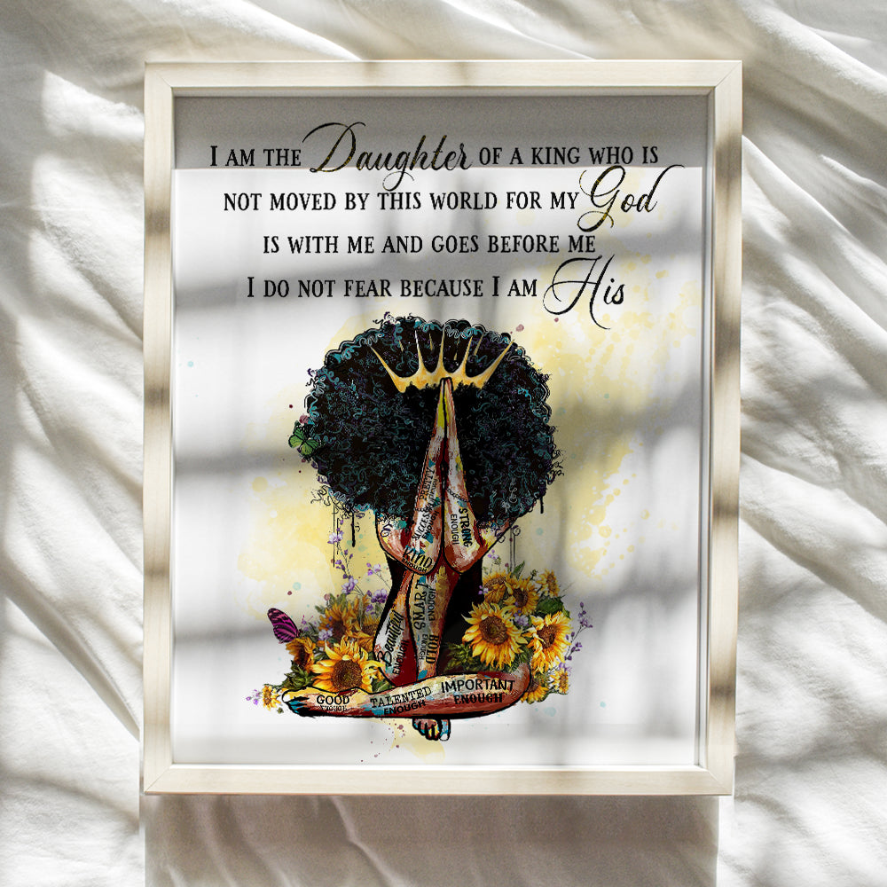 Black Woman, Religious Wall Decor - Scripture Wall Art - Christian Gifts for African American Women, Girls - God, Prayer, Faith, Bible Verse, Inspirational Quote Wall Decor for Bedroom, Living Room