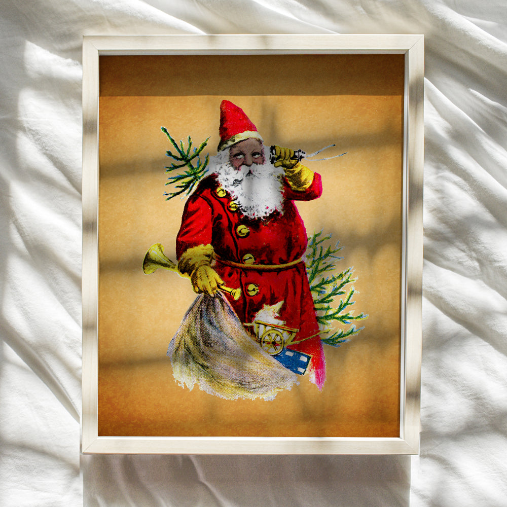 African American Santa Clause - Black Wall Art - Vintage Rustic Christmas Decor - Xmas Decorations - African American Art - Holiday Decorations - Black History Picture Print