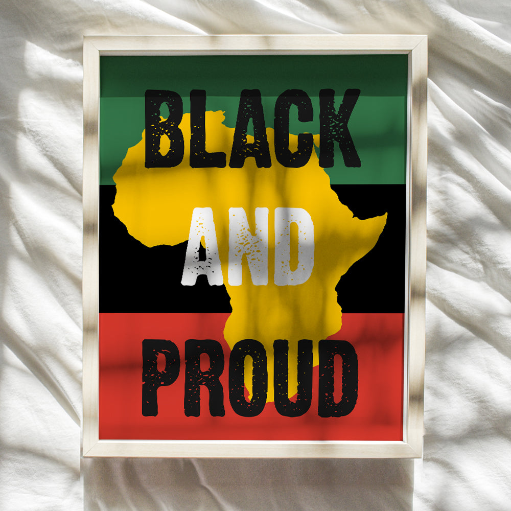 African American Flag, Black Pride Poster -8x10 Wall Art, Home Decor, Decoration - Gift for BLM, Black Lives Matter, Black History Month Fans, Women, Men -For Living Room, Bedroom, Apartment