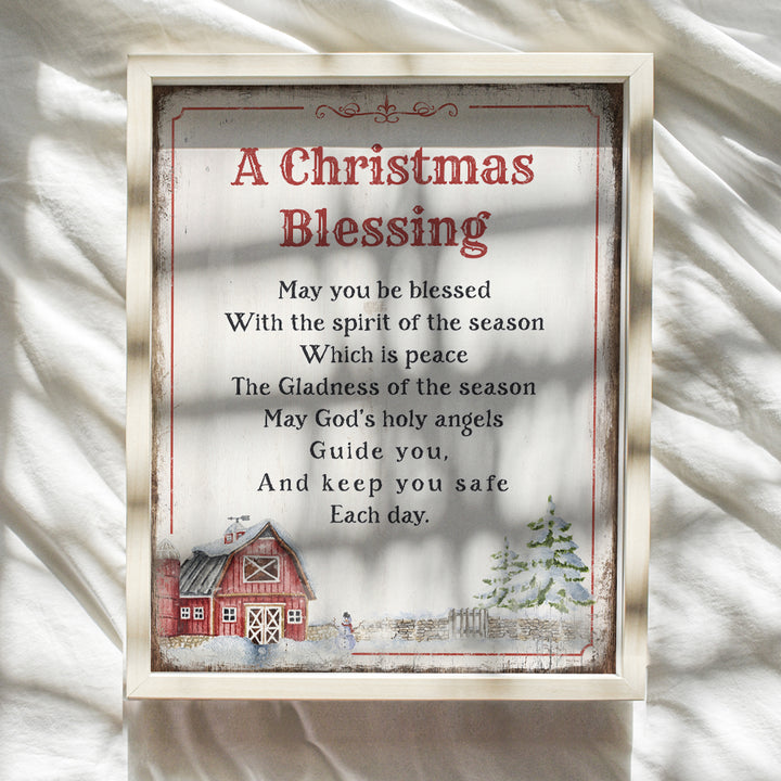 Rustic Farmhouse Christmas Decor - Cute Old Fashioned Country Christmas Decorations - Xmas Decorations - Christian Religious Christmas Home Decor - Unique Retro Vintage Holiday Wall Decor Poster