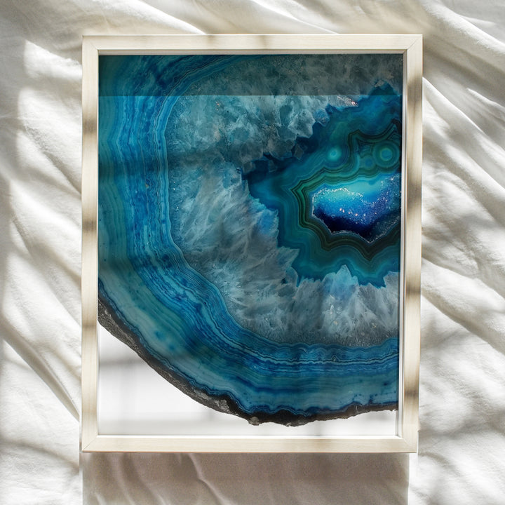 Blue Agate Gemstone Wall Art Print - 8x10 Unframed Photo - Makes a Great Gift for Geode Collectors and Home Decor