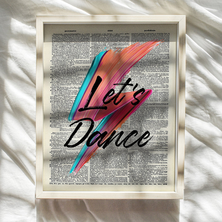 Let's Dance Poster Print - 8x10 Dictionary Wall Art Decor, Home Decoration for Bedroom, Bathroom, Living Room - Cool Unique Gift for Women, Men, 80s Music, Punk Rock Fan