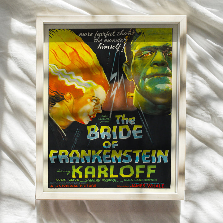 Bride of Frankenstein Horror Movie Poster - 8x10 Home Theater Decor - Frankenstein Decor - Scary Movie Wall Art - Hollywood Movie Decor Photo - Bridal Shower Gifts - Frankenstein Mary Shelley